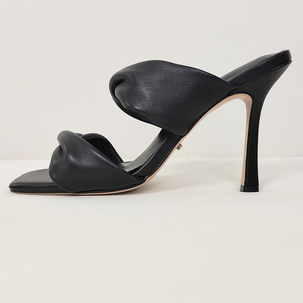 NEW! Tony Bianco Black Leather Heels Felipe Mule Women's 9 High Stilettos Open - Picture 4 of 7